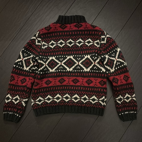 Janie & Jack heavy red, navy & white winter print button neck sweater sz 5T EUC - Picture 4 of 4